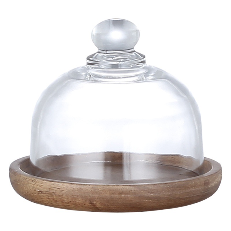 Acacia madera mini postre cuchara de madera cubierta de vidrio plato de postre plato de pastel fruta plato de merienda té de la tarde plato de amor