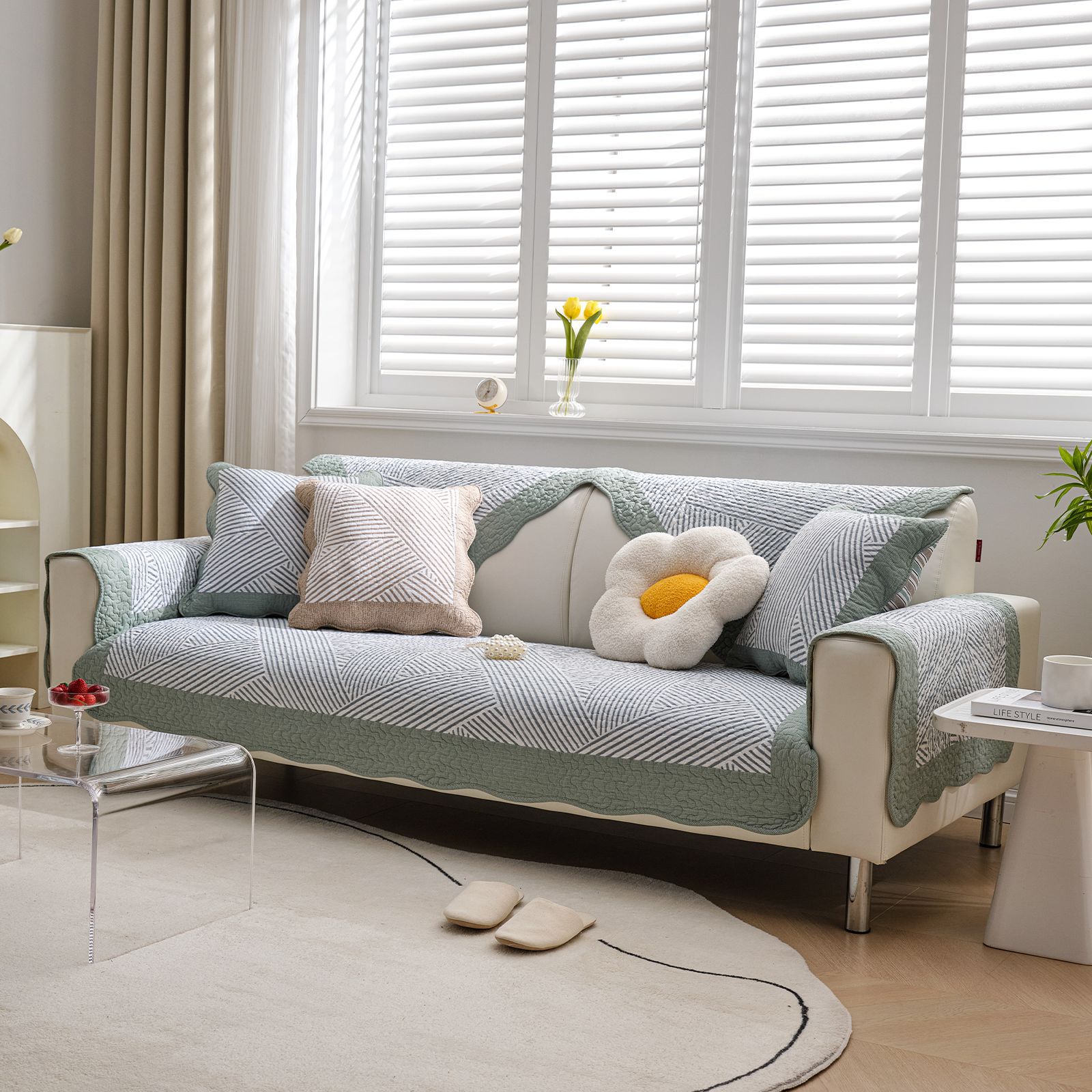 Funda de sofá universal de algodón puro antideslizante_voghion.com