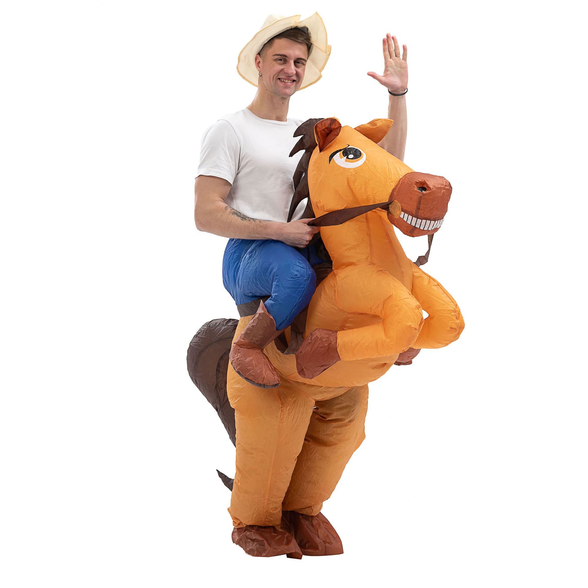 Traje de caballo inflable de Halloween de Amazon Traje de actuación de muñeca divertida para caminar Traje inflable de conducción divertida transfronteriza