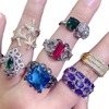 Fashionable ring, crystal, universal jewelry, light luxury style, micro incrustation, silver 925 sample, with gem
