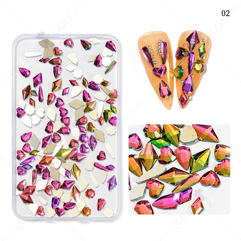 Accesorios de uñas de forma especial de diamante mezclado AB color mágico taladro de uñas plana diamante en forma especial DIY resina de uñas pegatinas de diamantes de imitación