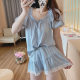 Ice Silk pajamas women's summer thin sweet princess short-sleeved pants online celebrity ins style silk home wear two-piece suit