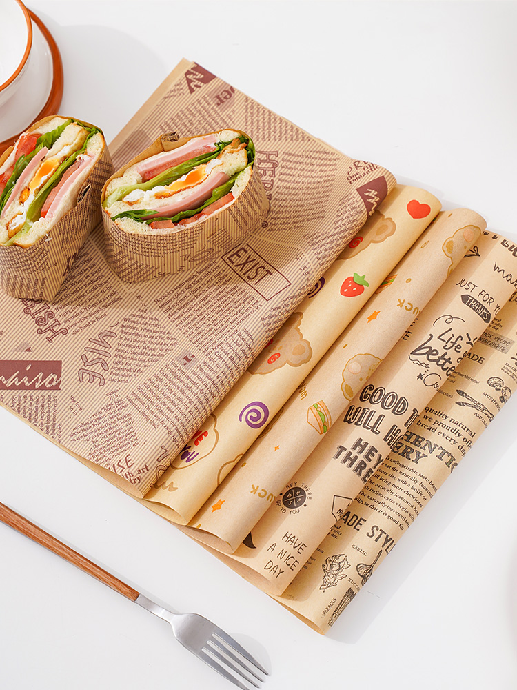 三明治包装纸早餐吐司三文治盒汉堡卷饼一次性食品防油纸烘焙家用