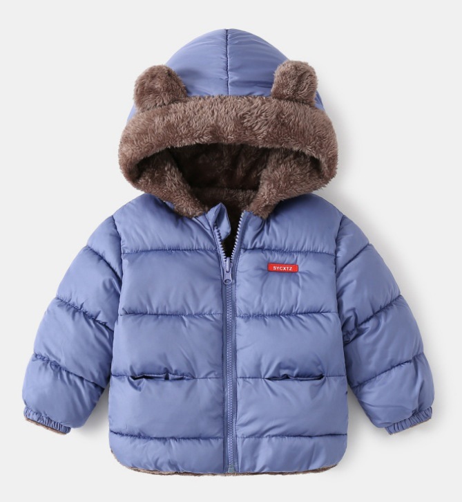 Ropa acolchada de algodón para niños engrosada de moda de invierno ropa acolchada de algodón para niños con capucha casual ropa acolchada de algodón para niños monocromo cálido cuello redondo ropa acolchada de algodón