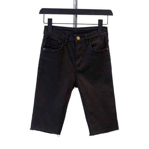 Women's Smoke Grey Denim 7/8 Length Pants 2025 Summer High-Waisted Tight-Fitting Slimming Outerwear Cycling Pants Trendy