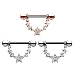 1 Hot-selling Cross-Border Product: Diamond-Inlaid Pentagram, Leaf, and Nipple Piercings—Trendy European & American-Style Piercing Jewelry—Breast Rings