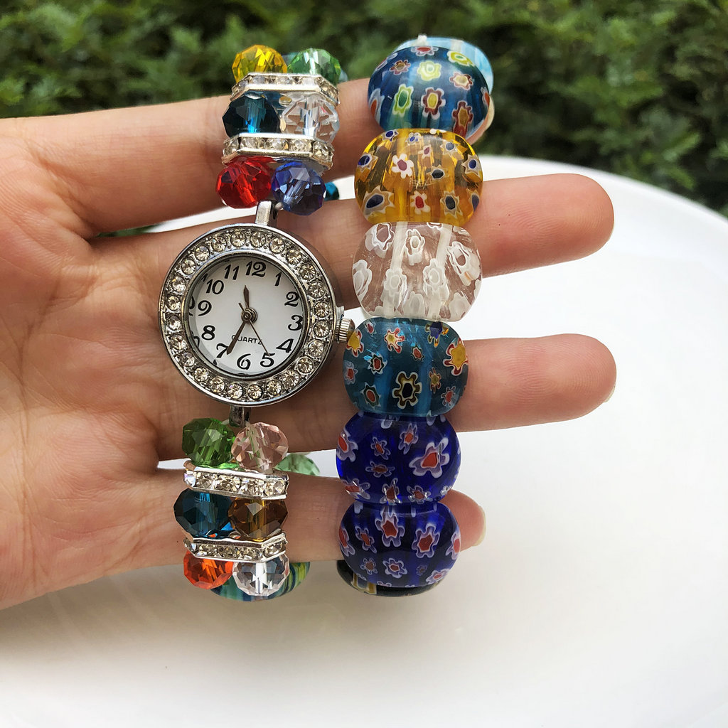 30g Weight Slip-on Clasp Closure Type Watch, Bracelets Classification glass Chain Material Beaded Chain Chain Type 1 Piece, 1 Set Quantity Holiday, Daily Occasion glass Material Geometric, Flower Pattern All Seasons Season Women's Gender Vintage Style, Simple Style Style Vintage Style Simple Style Geometric Flower Glass Beaded Chain Slip-on Beaded Bracelets Wholesale 6