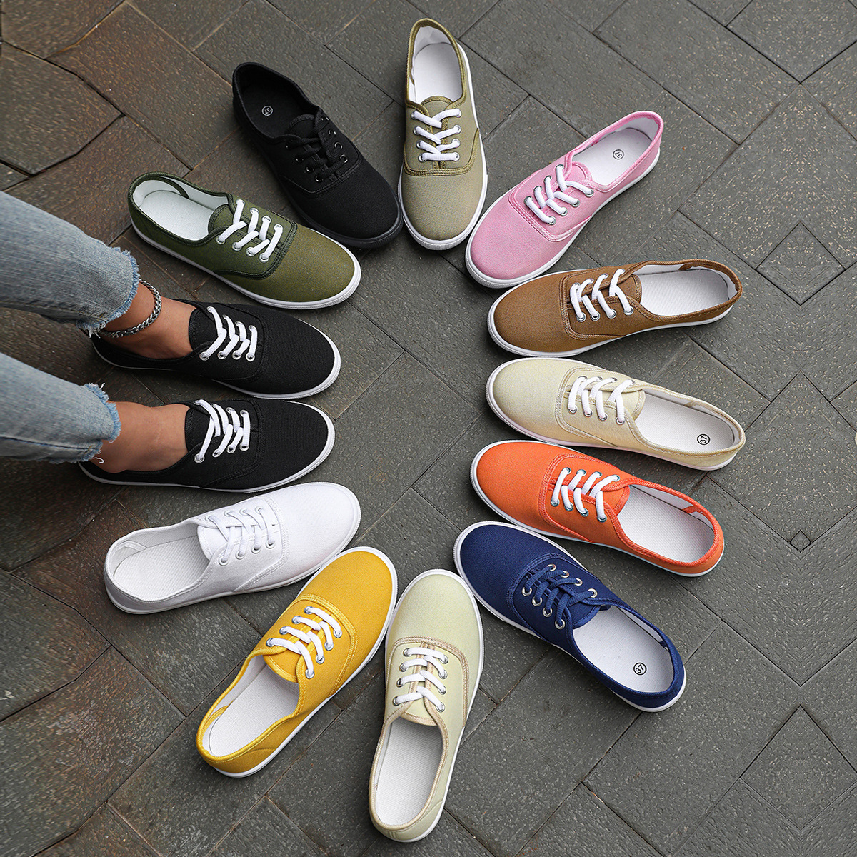 Classic low solid color universal cloth casual espadrilles with…