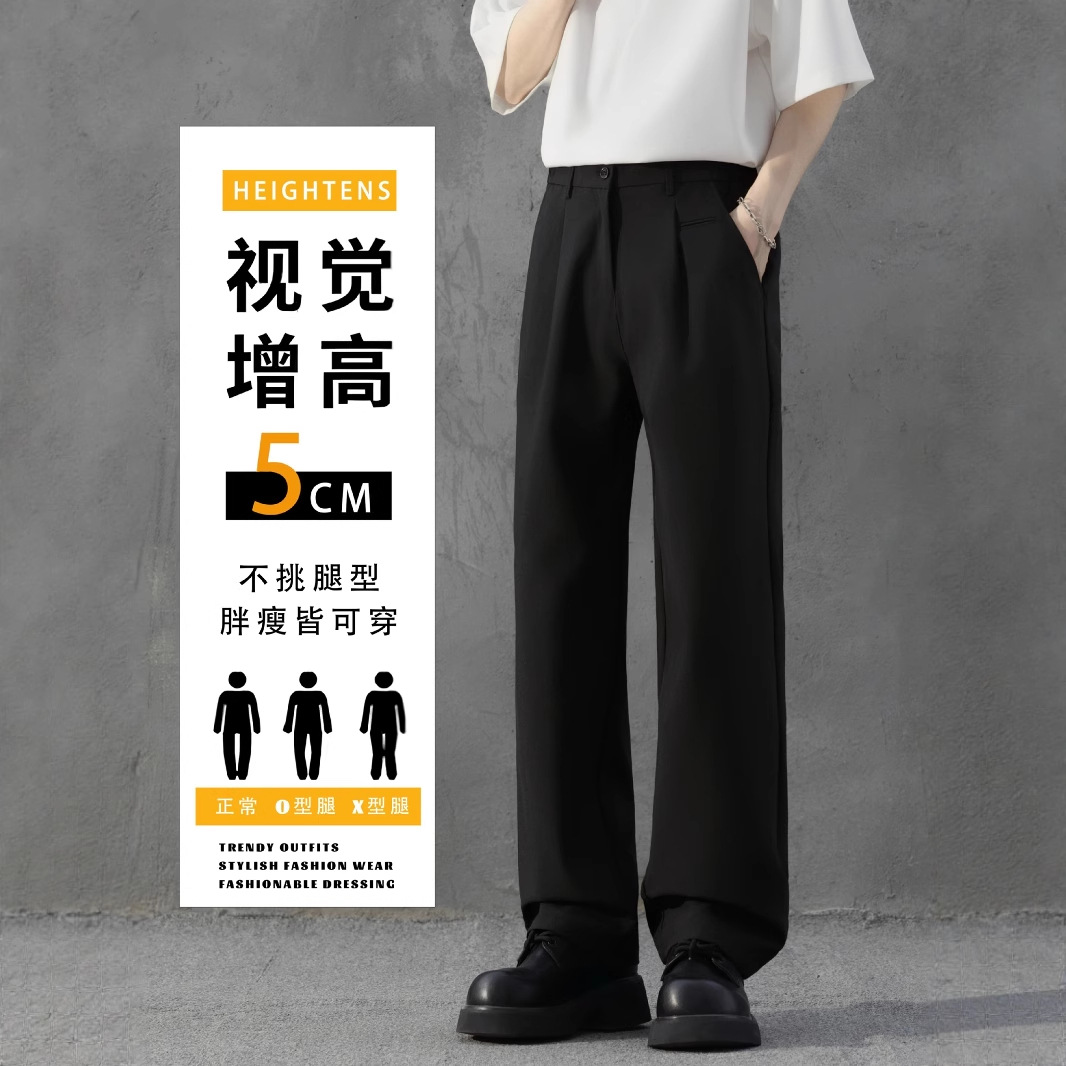 Men's Straight-Leg Dress Pants with Drape, Textured Fabric, Crisp and Wrinkle-Free, Loose Fit, Casual Dress Pants for Men