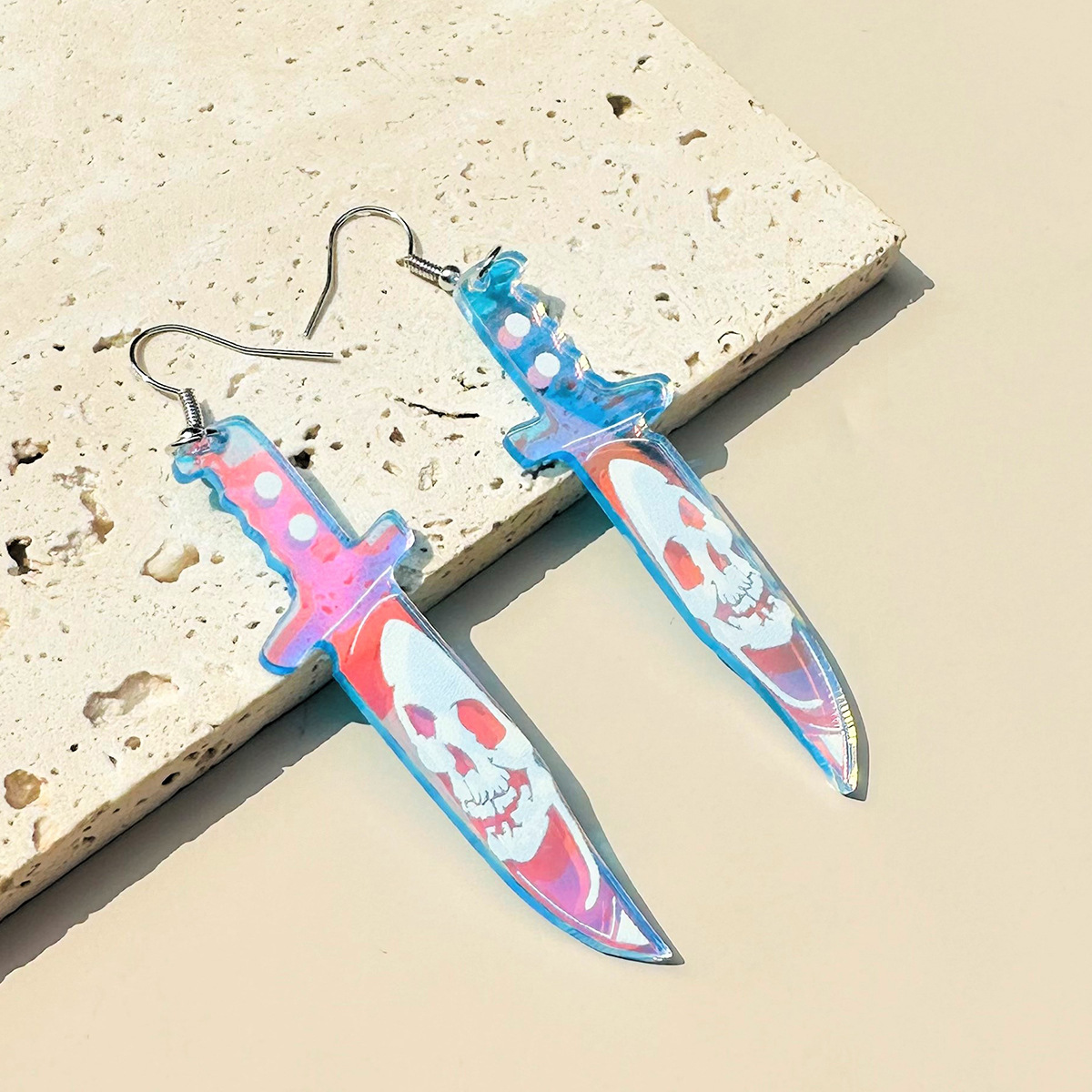 Funny Style 1 Pair Funny Blade Skull Ghost Asymmetrical Laser Acrylic Women's Drop Earrings Earrings