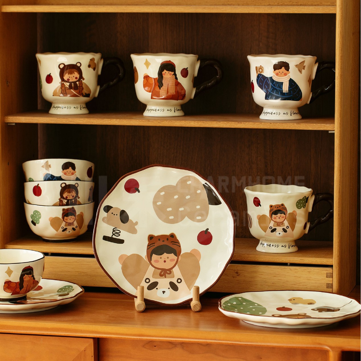 Cute Family Tableware, Dinner Plates, Gift Bowls, Plates, Chopsticks, Mugs, Personalized Couple and Family Sets