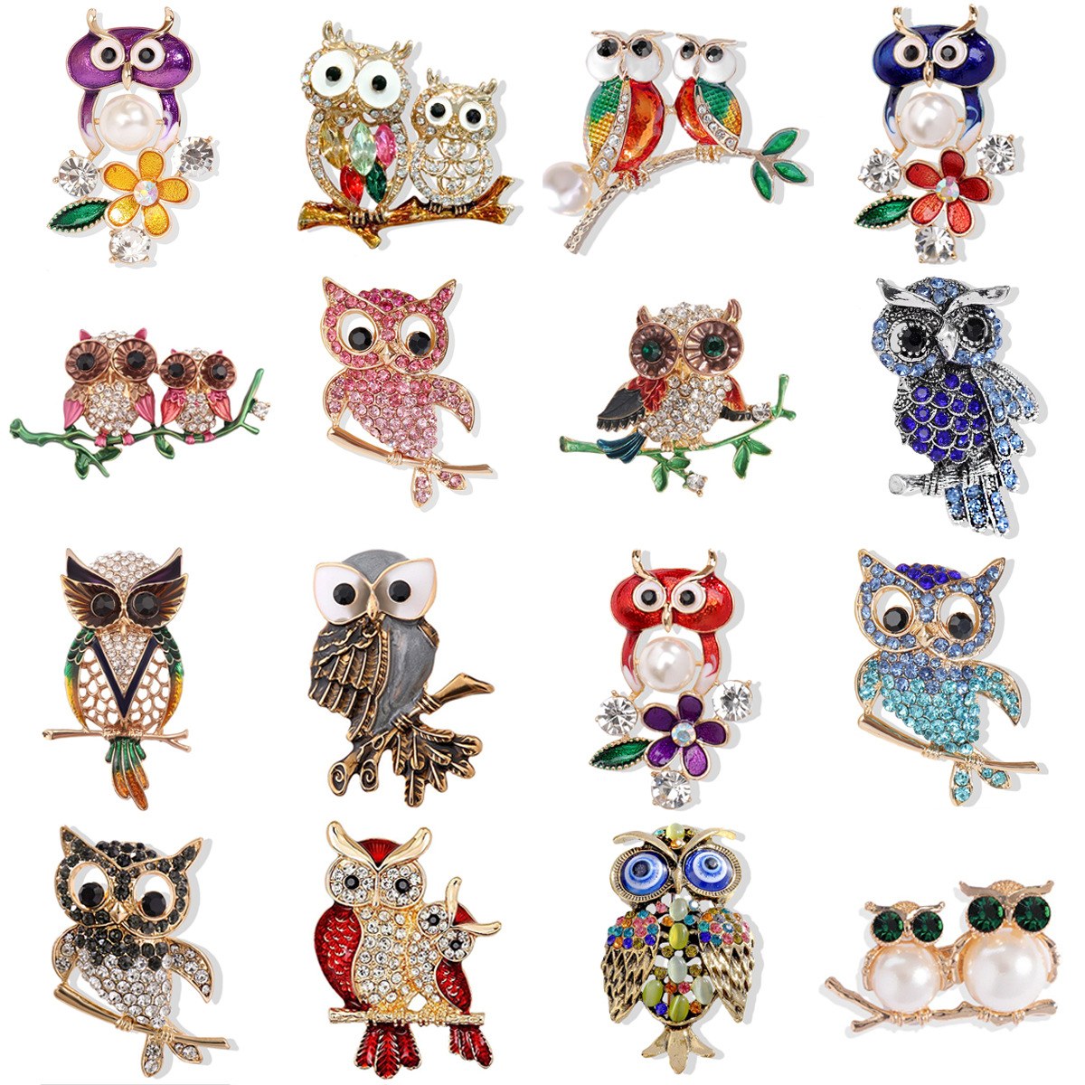 European and American New Cute Owl Brooch High Sense Niche Female Retro Animal Oil Drop Alloy Corsage Pin