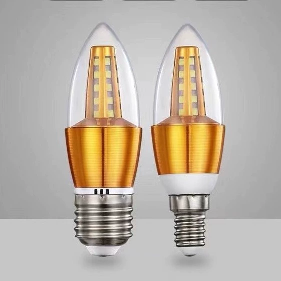 Светодиодная лампа для люстры, светодиодная лампа с наконечником e14, винтовая лампа-свеча, 5 Вт, белый свет, энергосберегающий золотой