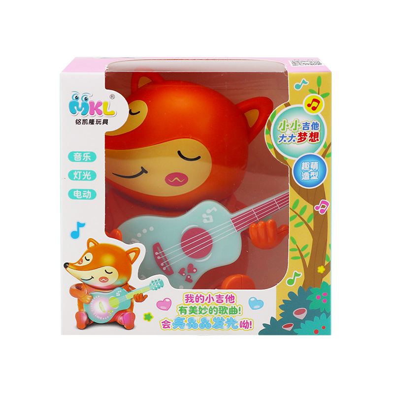 Transfronterizo de dibujos animados niños pequeña guitarra eléctrica juguete luz música diversión pequeño Panda tocando la guitarra niños y niñas regalo