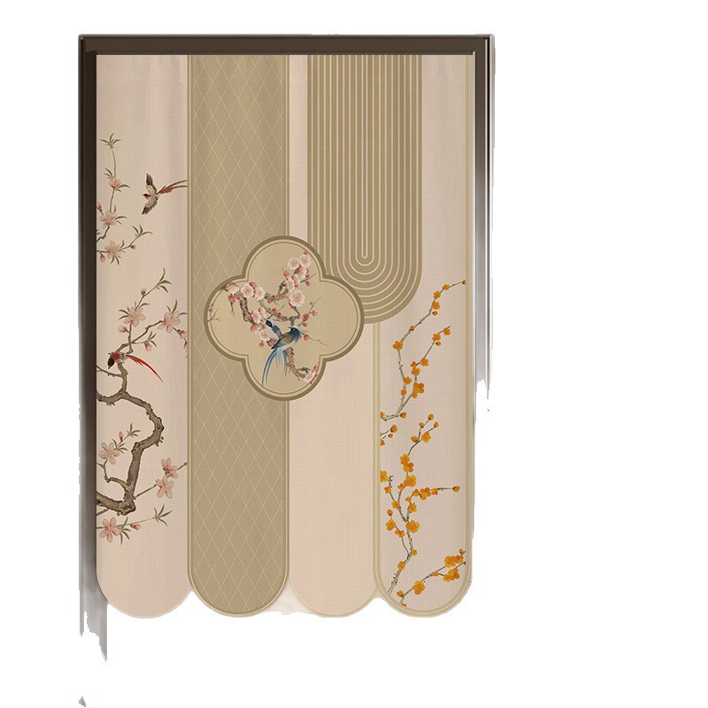 复古风门帘隔断帘家用卧室房间布帘子免打孔厨房卫生间遮挡帘半帘|undefined