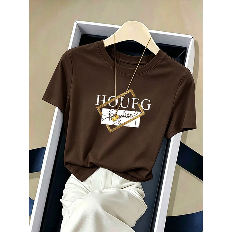 Women's Korean-Style Trendy Slim-Fit Cotton Round-Neck Short-Sleeve T-Shirt, Summer 2026 Fashion