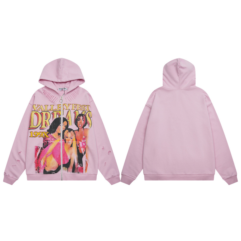 Vale DREAM VALLEY Zip Up Hoodie烫钻开衫卫衣男女潮牌休闲百搭|undefined