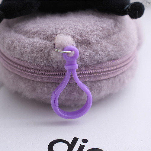 Cartoon Zero Wallet Plush Square Cute Purple Pig Kitten Pink Dog Lanyard Ins Coin Pouch Wholesale Cross-border