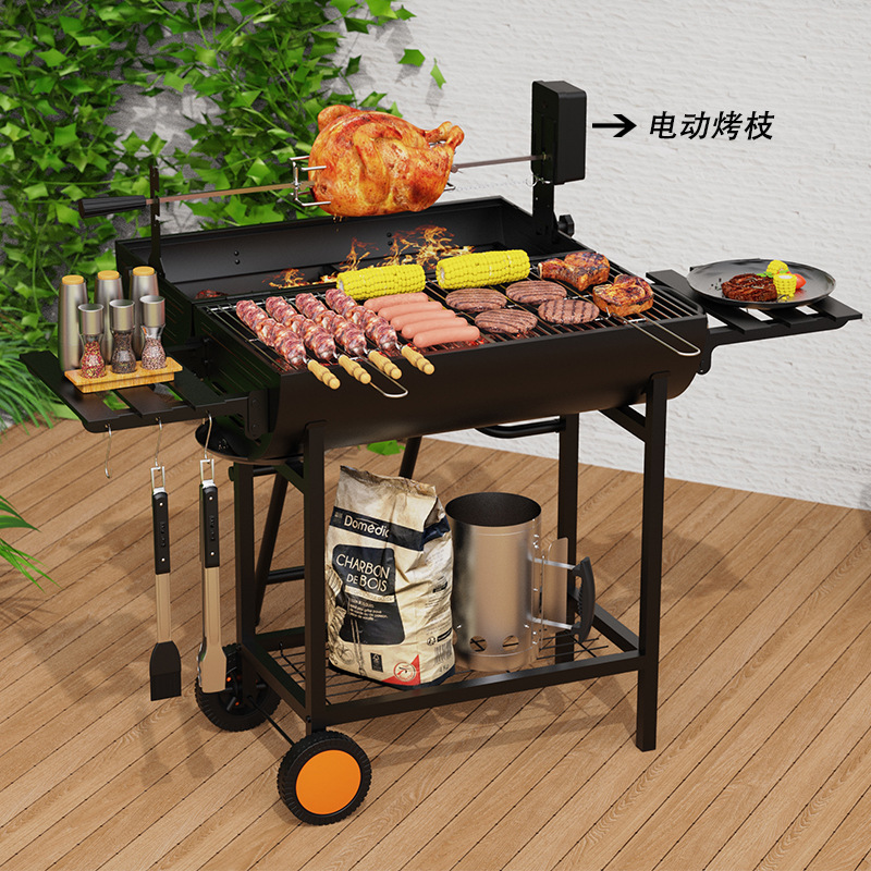 Acero inoxidable eléctrico transfronterizo horquilla de barbacoa rotativa automática horquilla de carne de pollo horquilla de barbacoa eléctrica horquilla de pollo horquilla