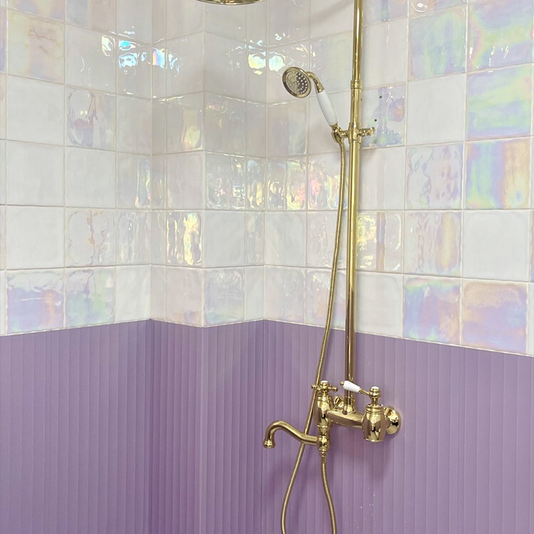 Porcelain Fantasy Pink Purple White Tiles Bathroom Wall Tiles Balcony Gradient Tiles Colorful Small White Tiles Bathroom Tiles
