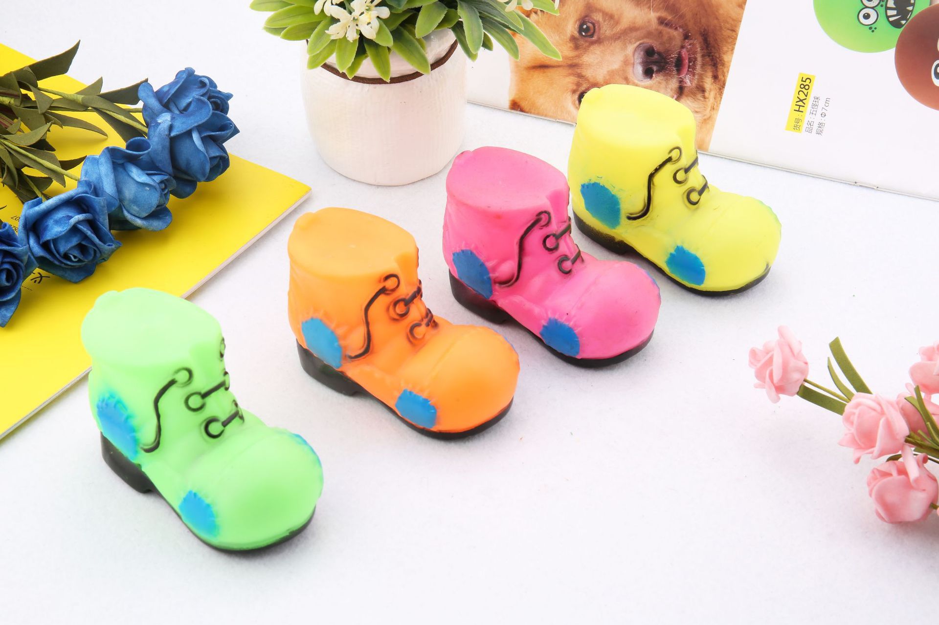 Vinilo mascota zapatos de juguete de sonido resistente a la mordedura molar alivio de perro tapado juguete suministro directo de la fábrica suministros de mascotas image 6