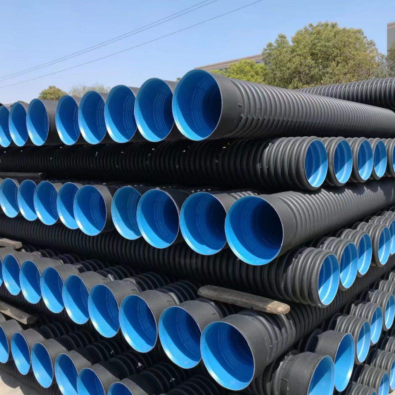 厂家直销 dn300 HDPE双壁波纹管 市政污水pe排水管双壁波纹管SN8
