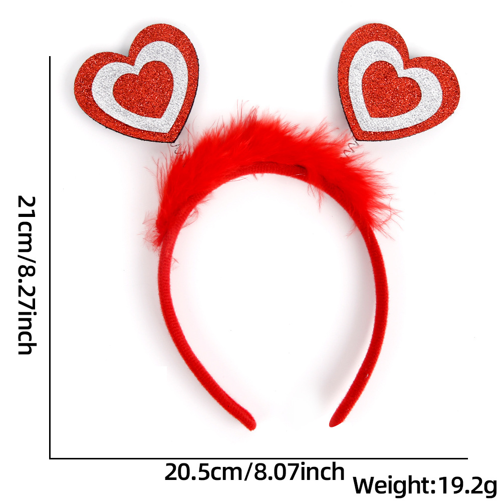 Nuevo estilo transfronterizo Día de San Valentín Diadema Hebilla Arreglo de ambiente romántico Decoración de fiesta de boda Diadema de amor de plumas