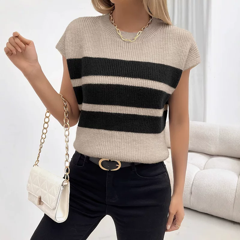 (Cross-border trading), knitted summer vest with a round collar sleevless