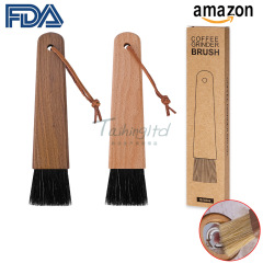 New Coffee Cleaning Brush Walnut Wood Coffee Bristle Brush Beech Handle Pig Bristle Coffee Grinder Cleaning Brush