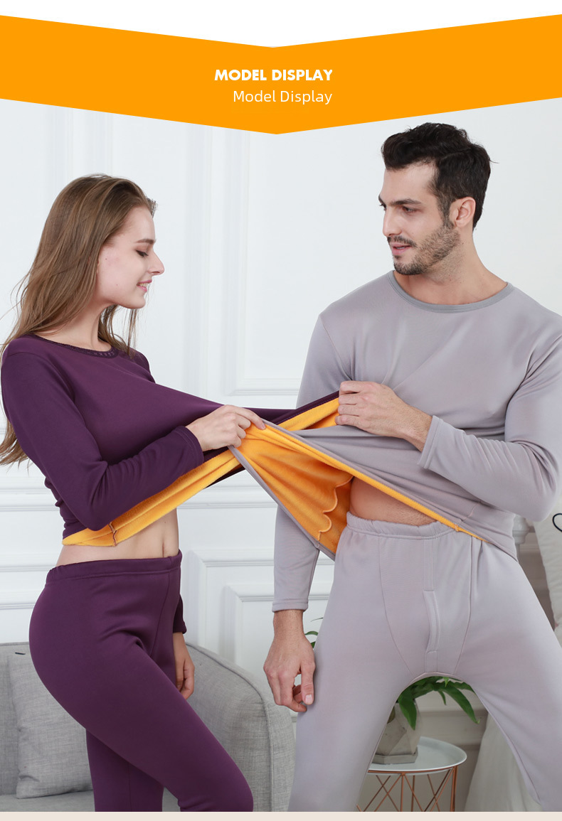 Winter plus fertilizer to increase thermal underwear women plus velvet padded cold cotton sweater men's large size autumn clothes autumn pants wholesale