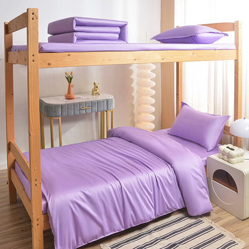 Juego de sábanas y funda nórdica de tres piezas, sábana ajustable de clase A, cama individual de dormitorio de algodón puro, ropa de cama escolar, ropa de cama para estudiantes