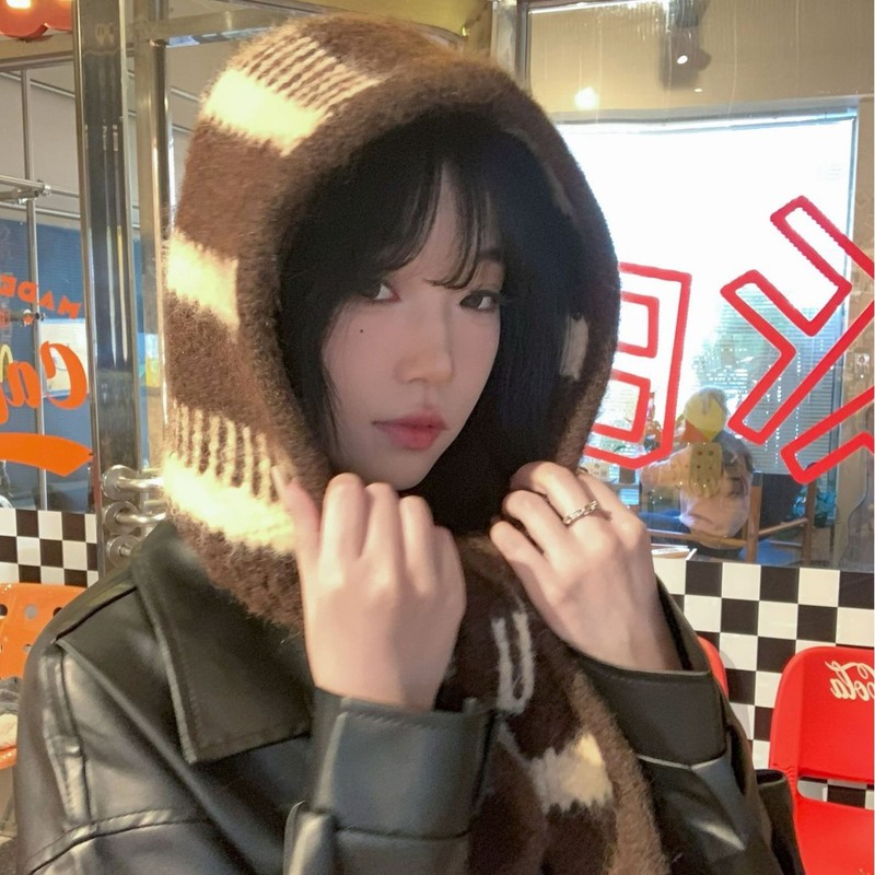 秋冬韩系条纹巴拉克拉法帽子女保暖围脖一体针织毛线帽百搭套头帽|undefined