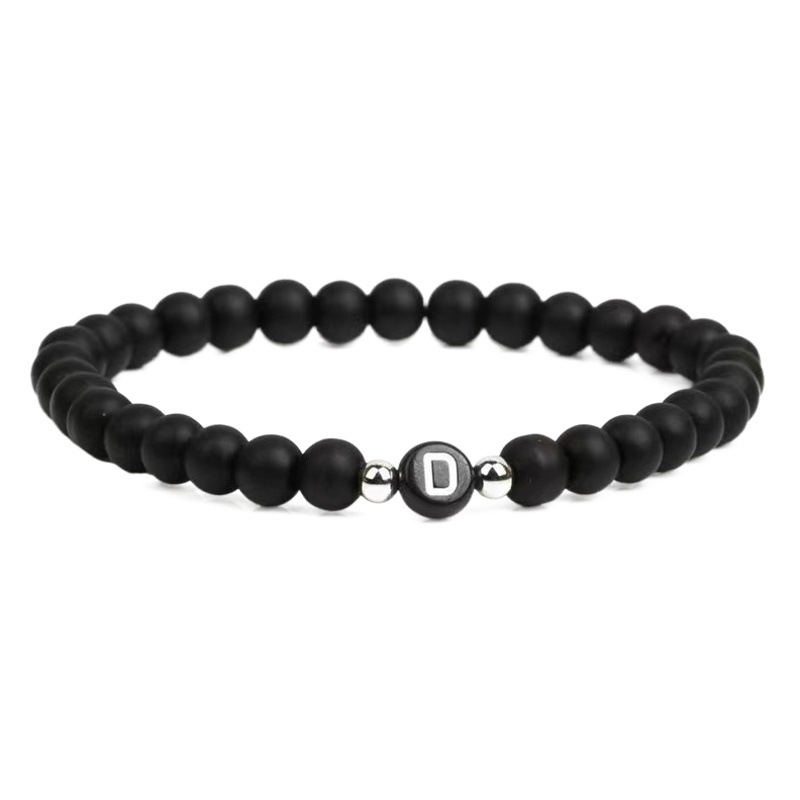 Europa y América natural negro esmerilado ágata 26 cartas pulsera con cuentas cuerda elástica carta pulsera personalizada pareja pulsera