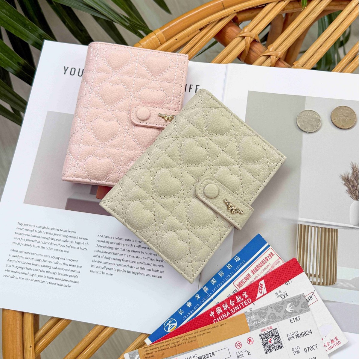 Diamond pattern premium passport wallet, portable travel organizer
