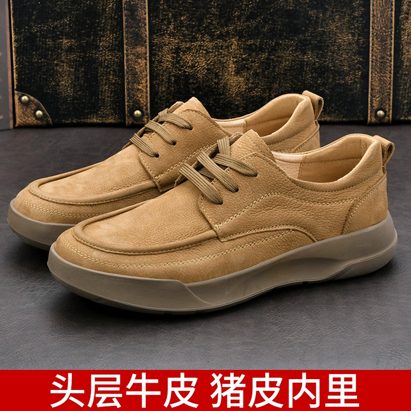Новая весенняя мужская обувь 2025 удобная мягкая подошва из натуральной кожи дышащая бизнес-шнуровка ретро повседневная мужская кожаная обувь