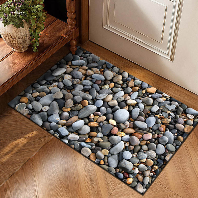 Modern Pebble Floor Mat Design Crystal Velvet Foot Mat Bathroom Door Carpet Home Entrance Bathroom Scandinavian