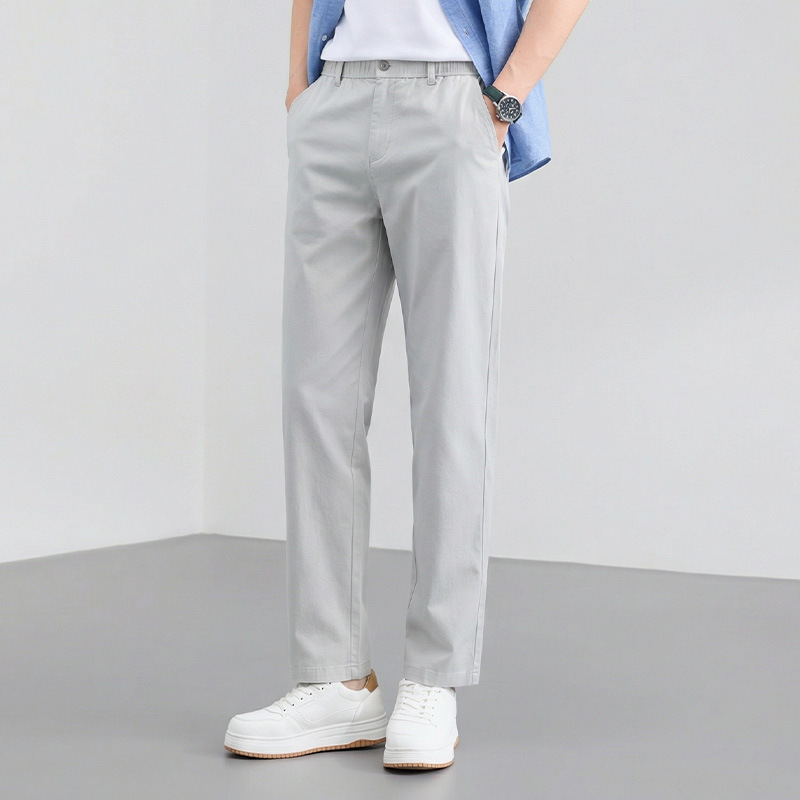 26 Summer Men's Loose Straight Pants Elastic Waist Casual Pants Thin Cotton Linen Lyocell Tencel Sports Trousers