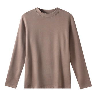 婴肤绒纯色打底衫居家睡衣男新款贴身内衣秋冬季加绒保暖单品上衣