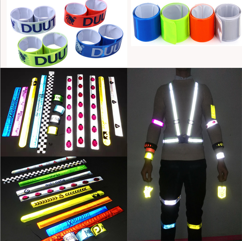 彩色环保PVC反光啪啪手腕带 UV印刷LOGO反光手腕带学生卷尺啪啪圈