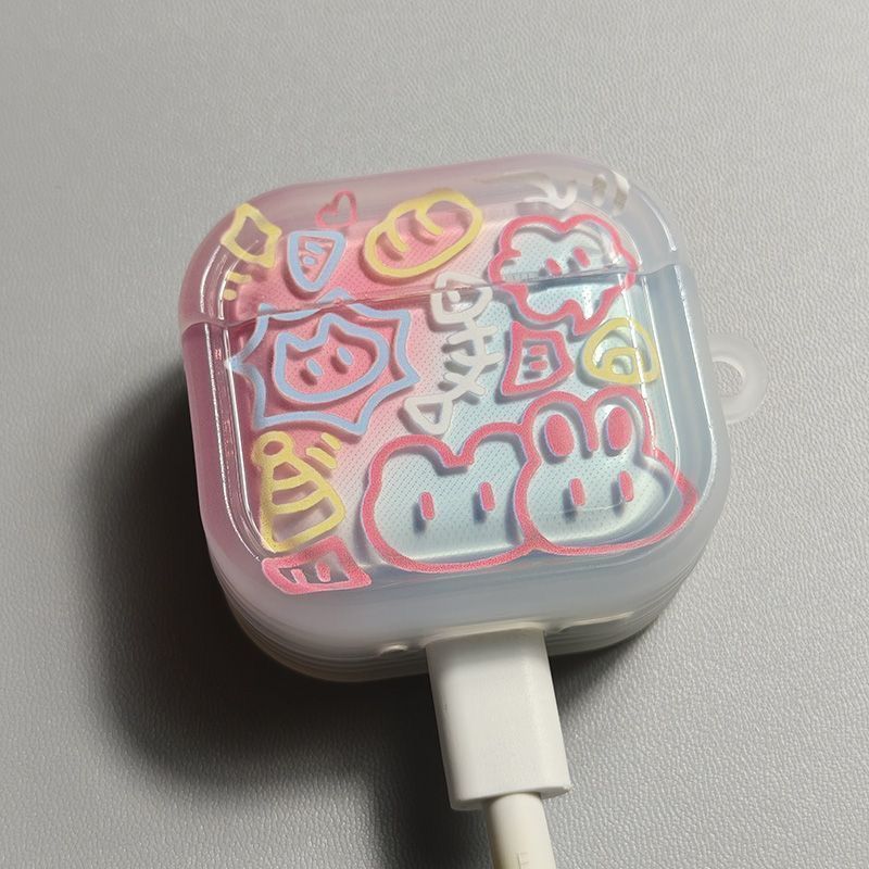 Ins línea conejo para airpods4 generación estuche Bluetooth AirPodspro2 / 3 estuche de auriculares de Apple