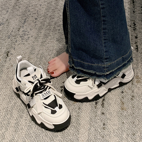  New Dad Shoes Women's Summer Thick Sole Fashionable Hides Feet Couple Shoes Korean Style Student Casual Sports Shoes