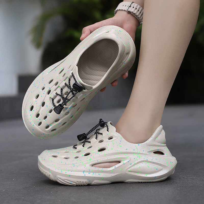 Foreign Trade plus size Hole Shoes Men's Fashion Personalized Luminous Baotou Slippers Outdoor Wading Shoes Luminous Beach Shoes