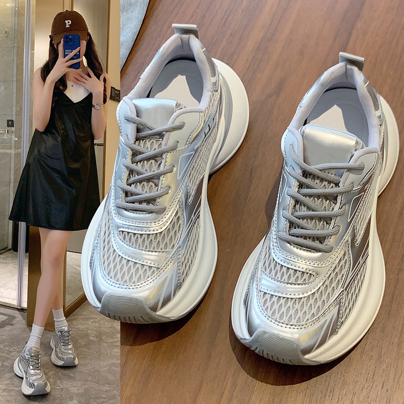 Women's Shoes 2026 New Spring/summer Thin Breathable Mesh Versatile Popular Thick-soled Casual Running Sneakers_voghion.com