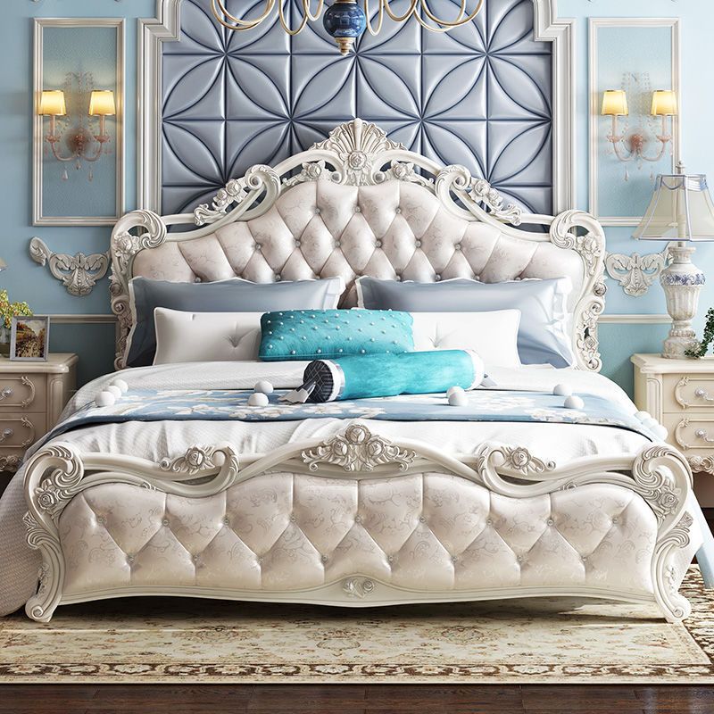 European-Style Double Bed Master Bedroom Solid Wood Luxury Modern Simple 1.5m Princess Bed 1.8m Wedding Bed Furniture