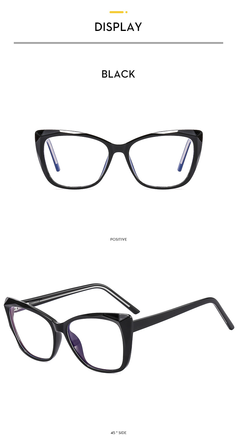 2023 New TR90 insert cat eye anti-blue glasses frame spring leg plain plain lens tide glasses_voghion.com