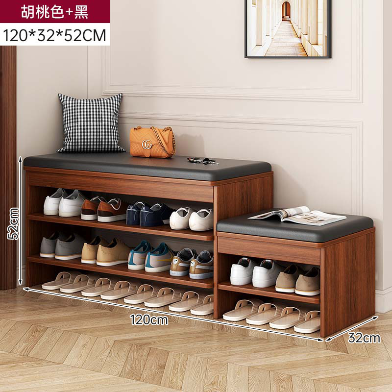 Taburete de cambio de zapatos en la puerta del armario de zapatos doméstico, asiento de asiento integrado, cojín de paquete blando, estante de zapatos, sala de estar, puerta de entrada para usar taburetes de zapatos