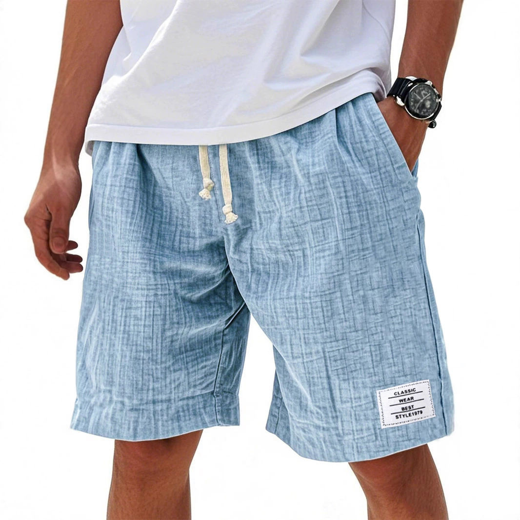 2025 Amazon новые хлопковые свободные шорты мужские летние повседневные пляжные брюки