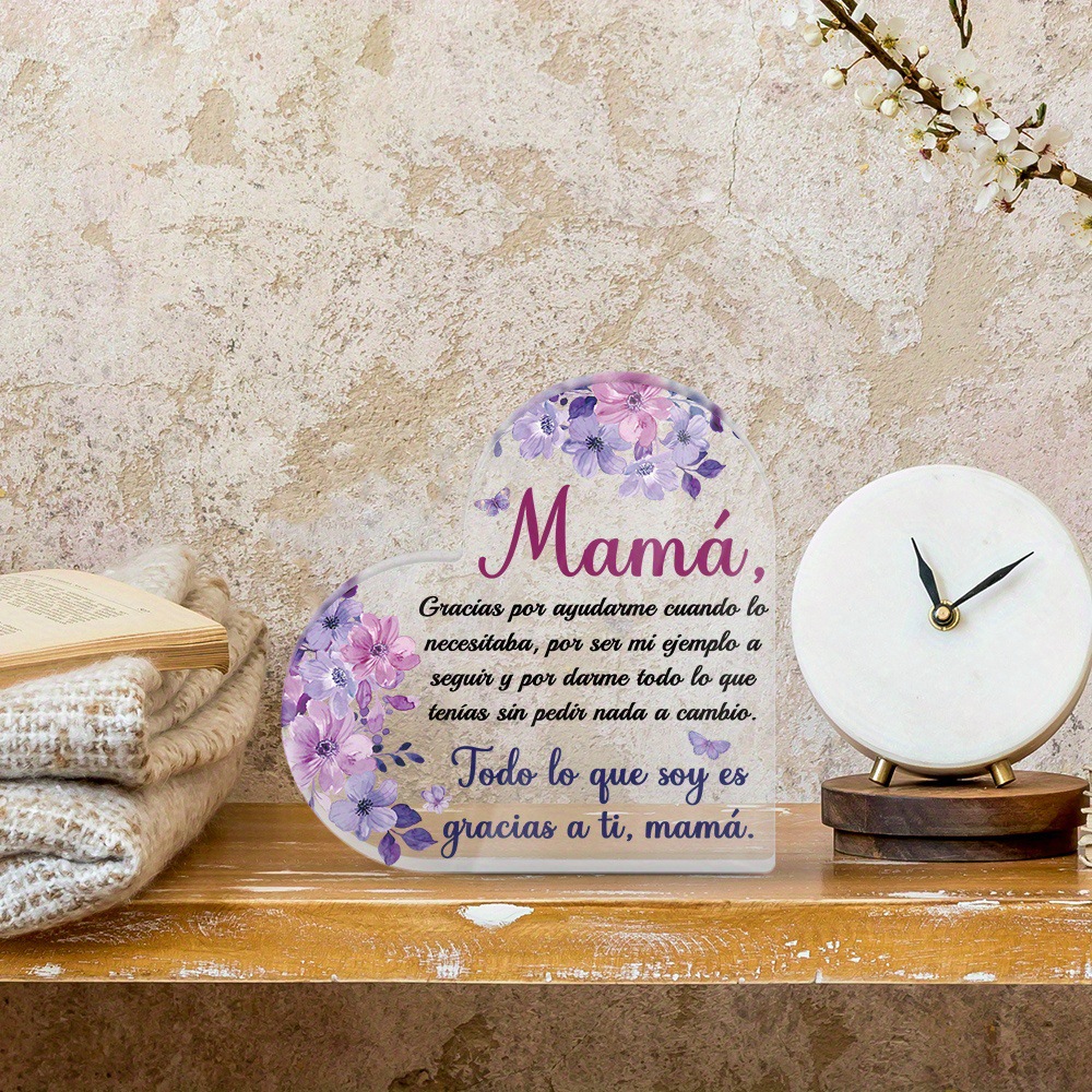 1 件西班牙心形亚克力标志，用于桌面装饰，非常适合家庭农舍客厅