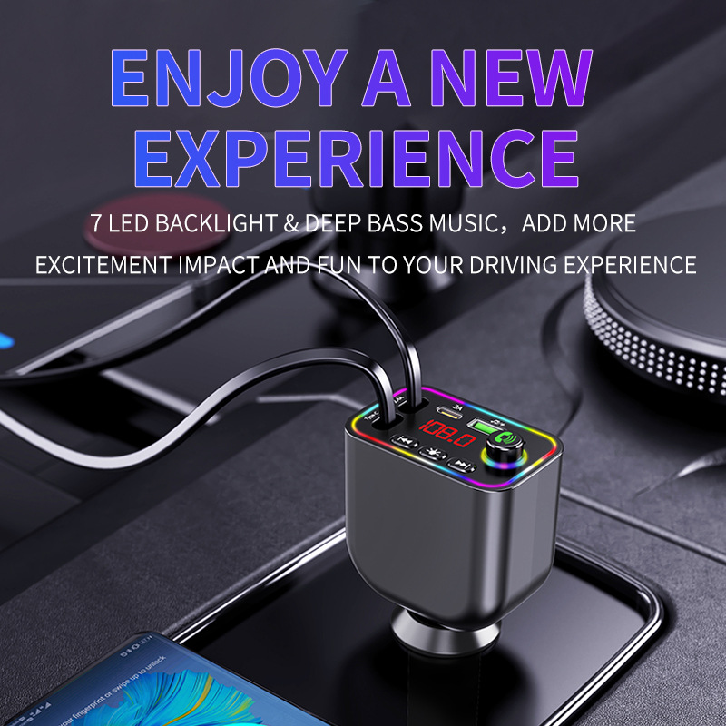 Y4 Factory Wholesale Car Mp3 Bluetooth Fm Transmitter Private Model Fast Charging Car Charger Cross-Border New Product