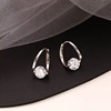 Fashionable zirconium, earrings, Korean style, micro incrustation, simple and elegant design